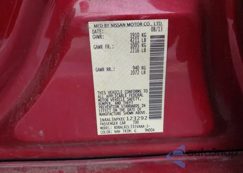 2014 Nissan Altima 2.5 S from USA, damaged, VIN 1N4AL3APXEC123292